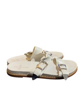 Paolo women’s white studded slip on sandals 9